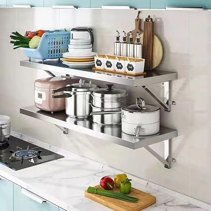 Folding Concession Shelf Stainless Steel Wall Table 24" 36" 40" Floating - Image 2