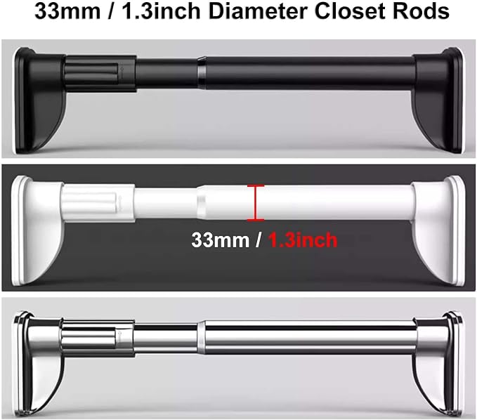 Closet Rod Clothes Bar Adjustable, No-Drill Valet Rod, - Image 2