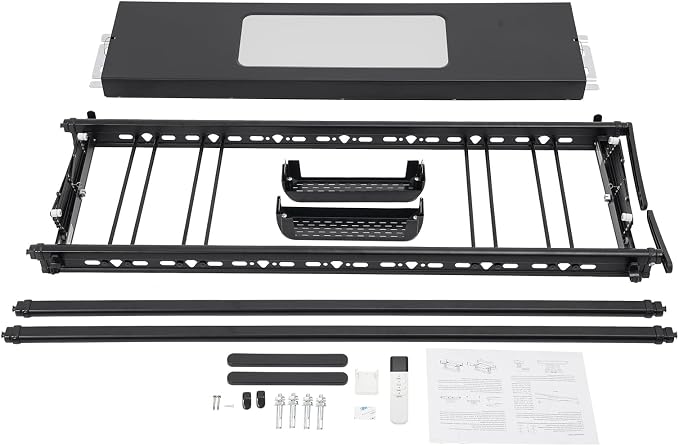 Electric Retractable Airing Rack Black, Ceiling Clothesline 77lbs Load - Image 9