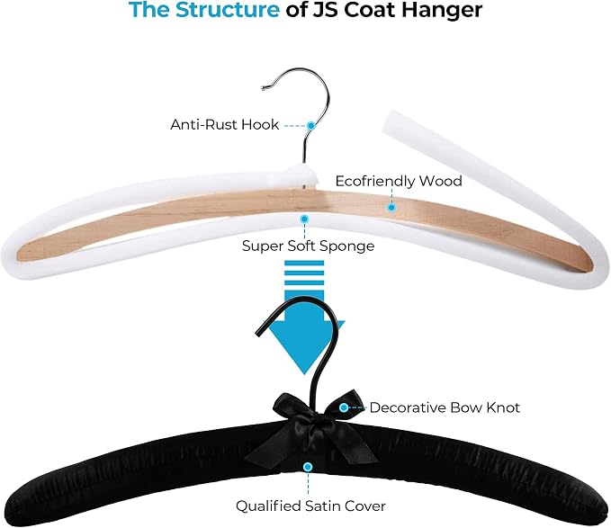 10-Pack Satin Padded Hangers, Extra Wide & Thick Non-Slip - Image 3