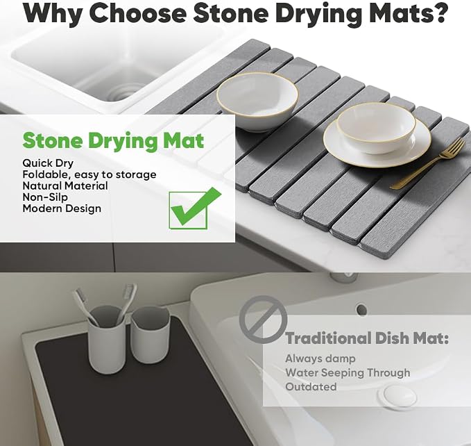 Stone Dish Drying Mat for Kitchen Counter - Image 4