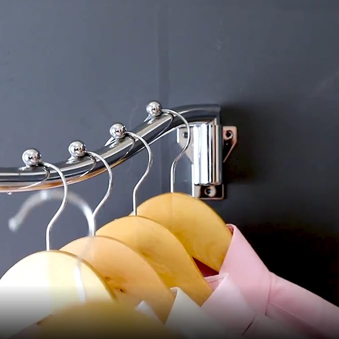Folding Wall Mount Clothes Hanger Metal, 2 Pack Laundry Drying Rack Foldable - Image 5