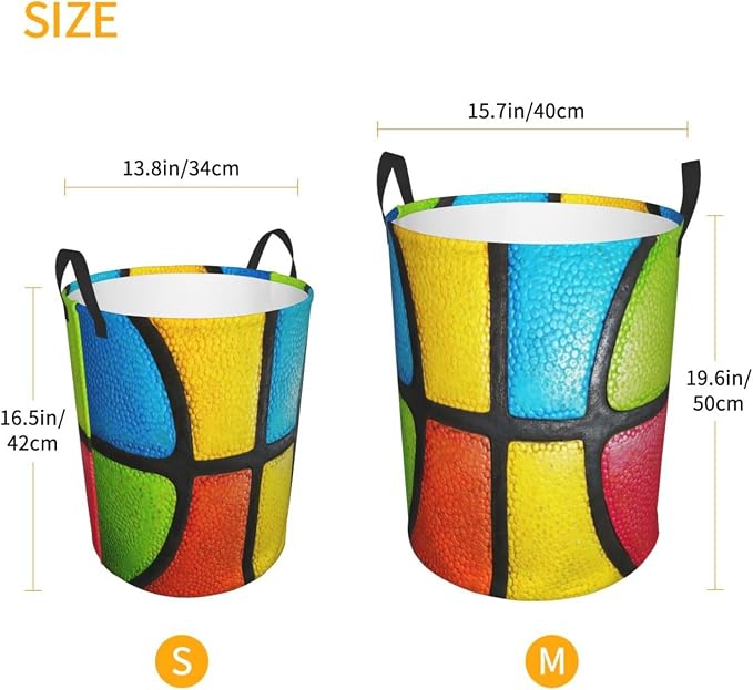 Colorful Basketball Texture Laundry Hamper Bag - Image 4