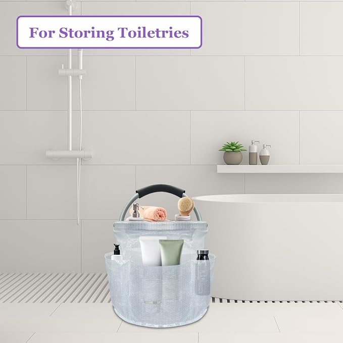17L Portable Shower Caddy with Handle, Foldable Cleaning Supply Caddy in PVC - Image 3