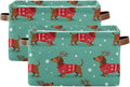 Pfrewn Christmas Winter Storage Basket Dutch Hound Dog in Christmas Pullover by Pfrewn