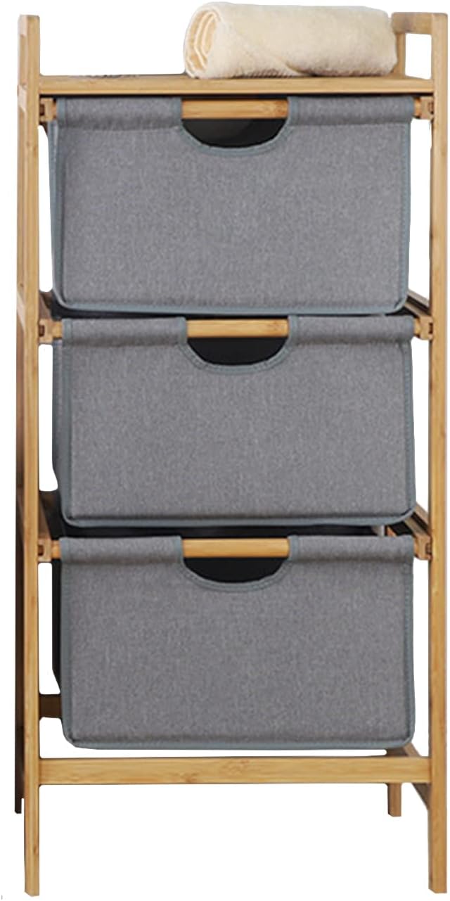 3 Section Freestanding Bamboo Laundry Organizer Divided Clothes Basket Sorter - Image 8