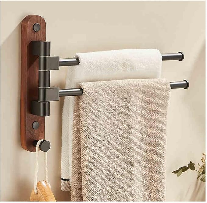 Walnut Wood Swivel Towel Rack Bar by Unknown