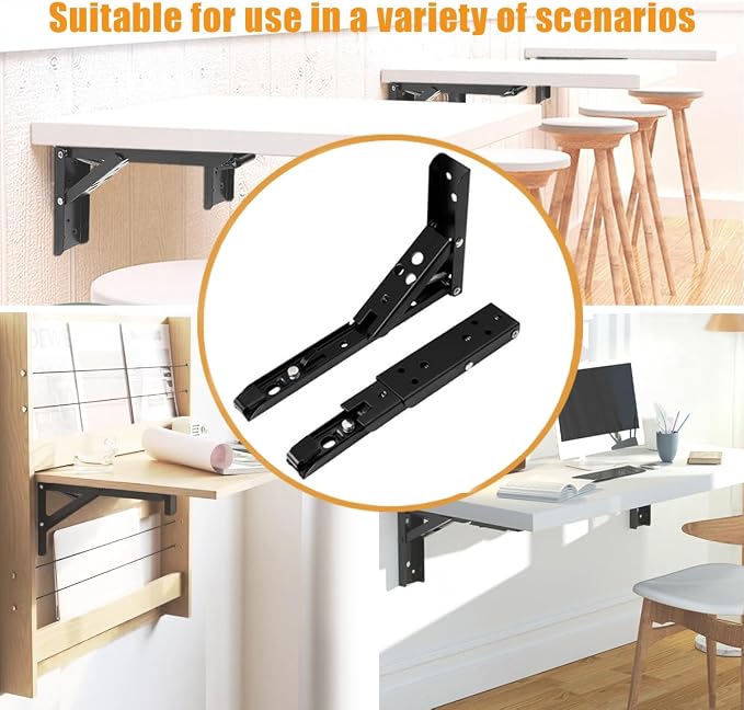 Wall Table Fold Down Hinge, 90 Degree Self-Locking Folding Hinge, Save Space - Image 6