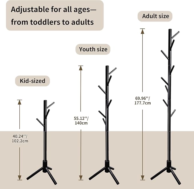 VaeFae Bamboo Coat Rack Stand, Free Standing Hall Tree - Image 3