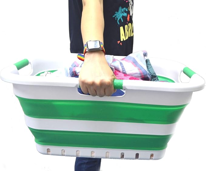SAMMART 41L Collapsible 3 Handled Plastic Laundry Basket - Image 5