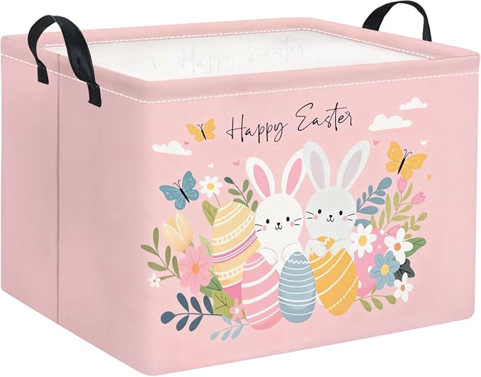 Rectangular Easter Basket for Home Kitchen Baby Girls Basket Cute Storage Bin by TIBAOLOVER