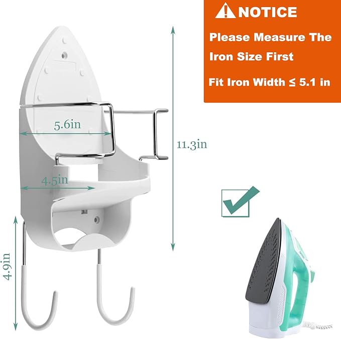DOUBLE 2 C Ironing Board Hanger Wall Mount Electric Iron Holder Iron and - Image 3