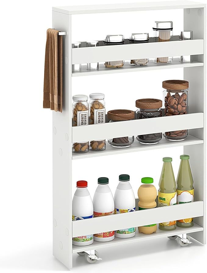 Slim Storage Rolling Cart, 4-Tier Side Out Shelving Unit by Unknown