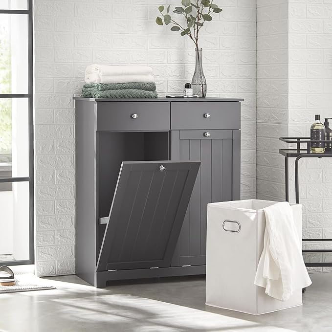 Haotian Tilt-Out Bathroom Laundry Cabinet Hidden Hamper Organizer - Image 9