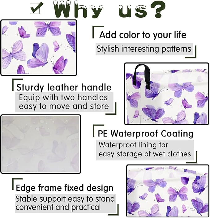 Rectangular Purple butterfly basket, Girls Storage Bin Organizer, Baby Storage - Image 6