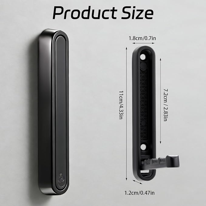 2 Pcs Extended Folding Coat Hooks Wall Mounted, 4.33 in Black Foldable Wall - Image 2