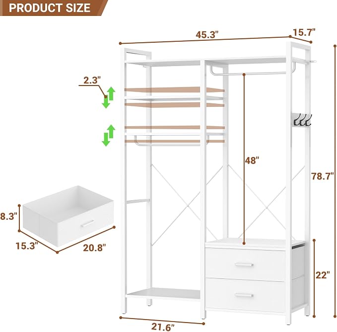 78.7'' Clothes Rack for Hanging Clothes - Image 3