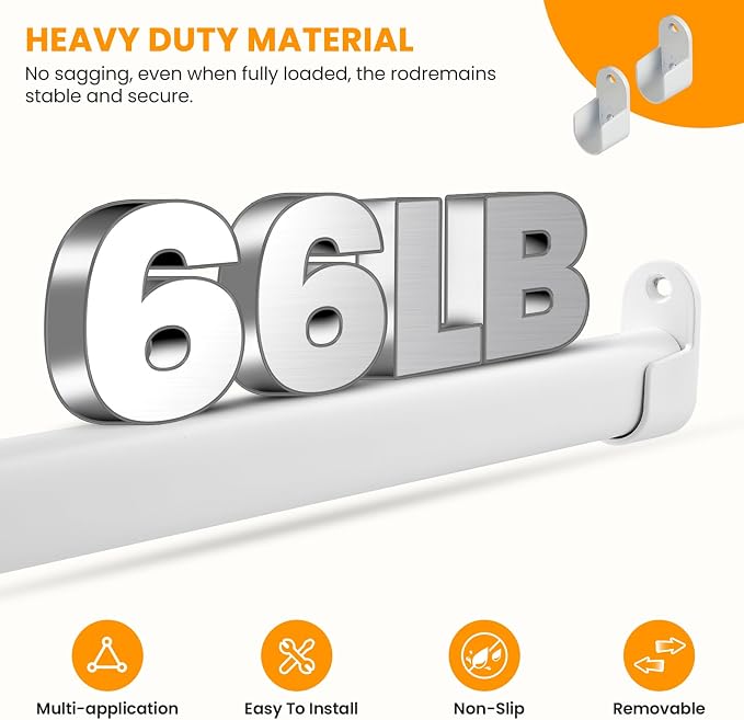 Oval Closet Rod for Hanging Clothes 18 to 52 Inch Adjustable - Image 5