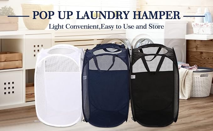 AQQA 6 Pcs Handy Laundry Collapsible Mesh Foldable Hampe, Popup Laundry Basket - Image 5