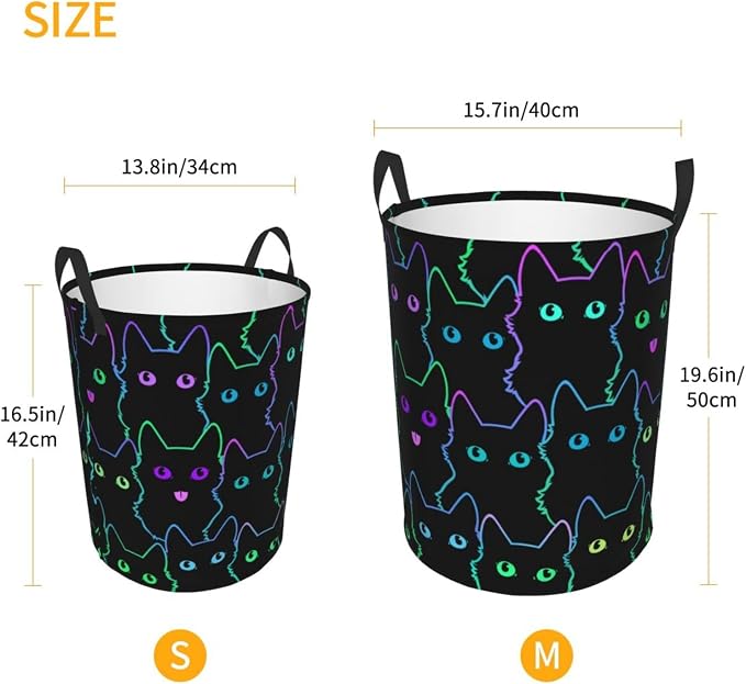 Funny Black Cats Laundry Hamper Bag - Image 4