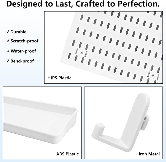 White Pegboard Combination Kit, Wall Organizer Pegboard, Modular Hanging - Image 5