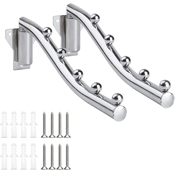Folding Wall Mount Clothes Hanger Metal, 2 Pack Laundry Hanger Drying Rack by Unknown