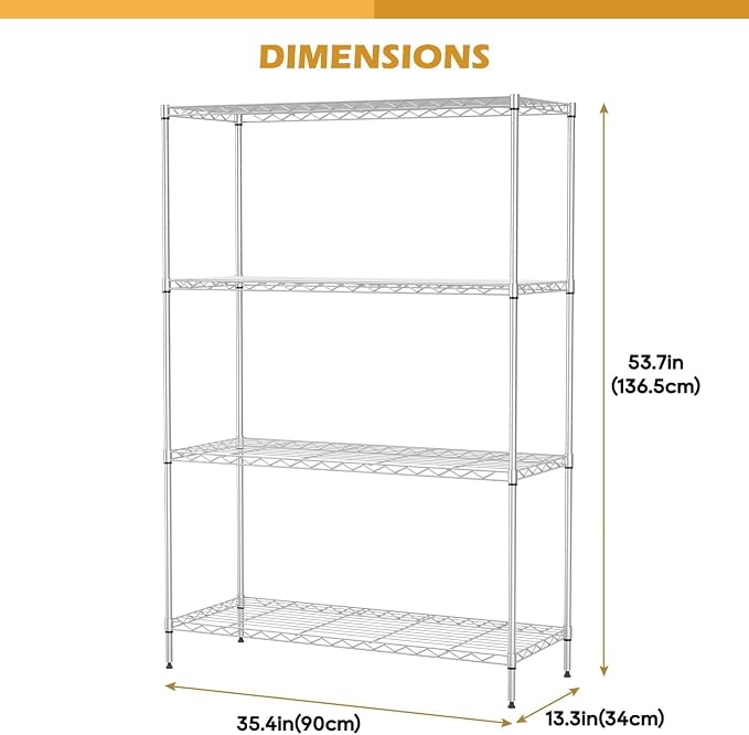 Meet perfect 4-Tier Heavy Duty Metal Shelving Unit, 800 lbs Capacity Adjustable - Image 3