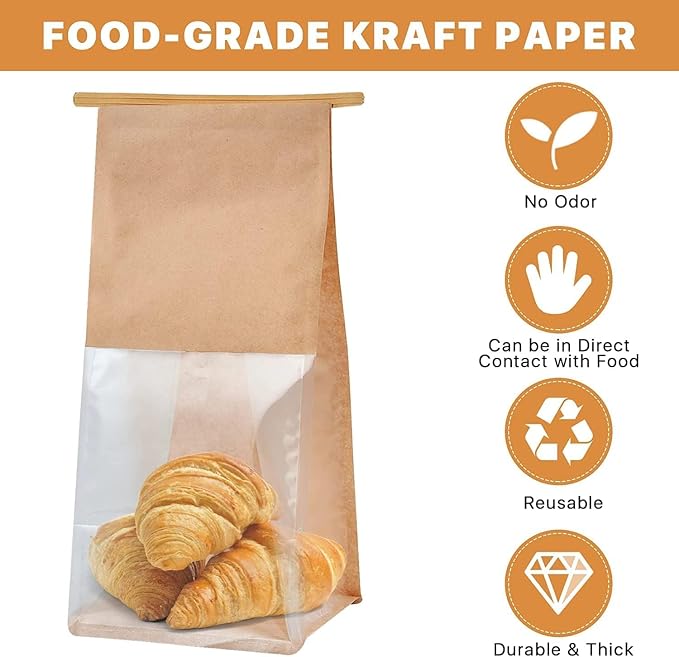 100pcs Kraft Paper Bags with Window - Image 3