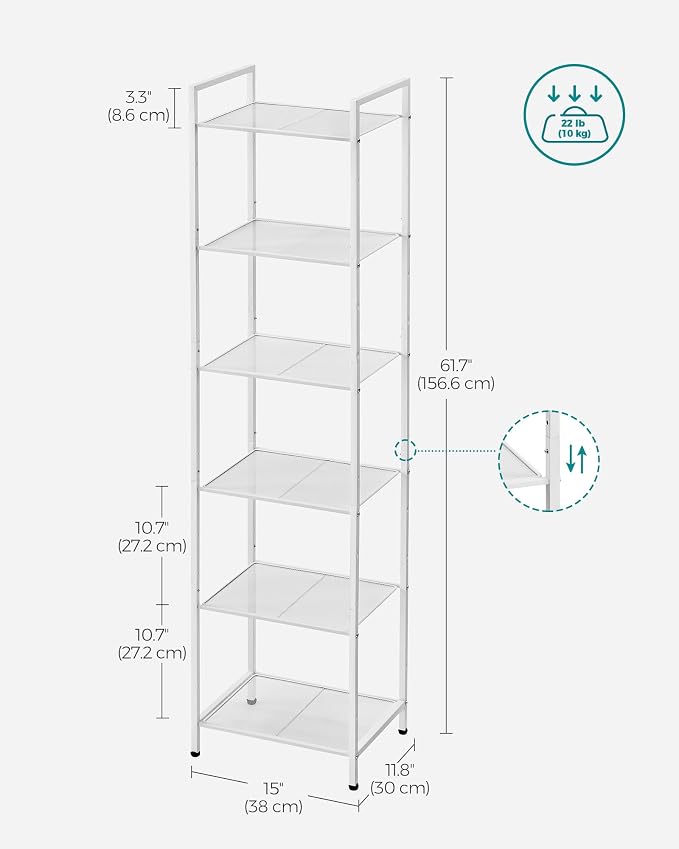 SONGMICS 6-Tier Storage Rack, Bathroom Shelf, Extendable Plant Stand - Image 3