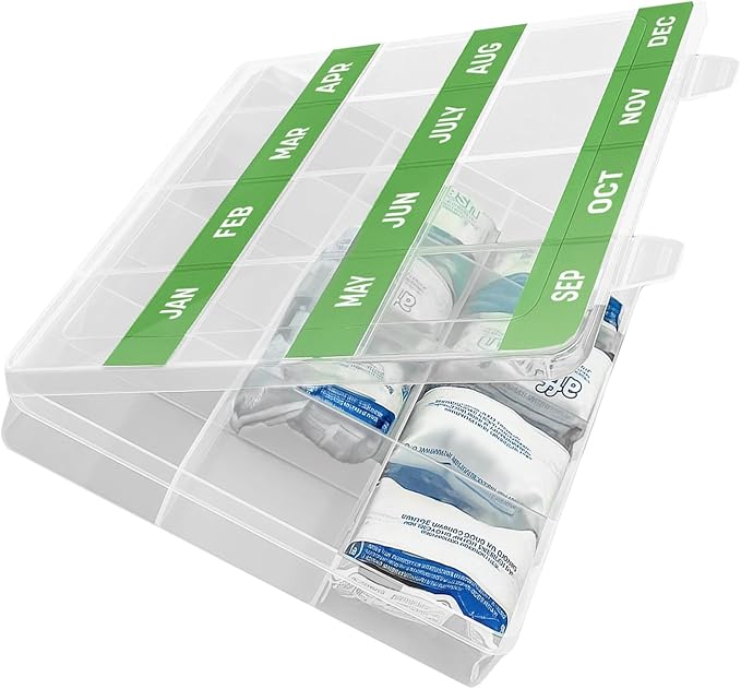 Monthly Reminder Organizer for Cleaning Tablets, 12 Labeled Compartments for by Galvanox