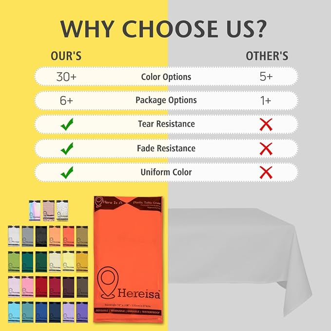 Orange Tablecloth Disposable Plastic Table Cover - Image 7