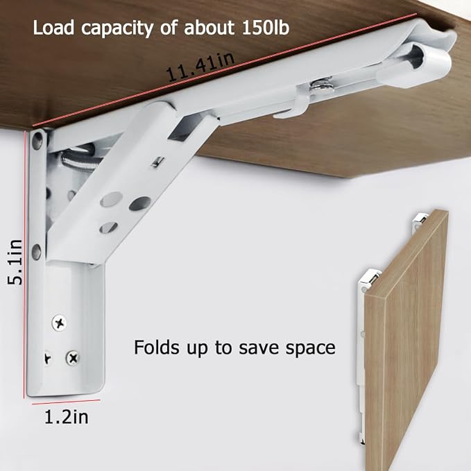 90 Degrees Folding Wall Table Hinges, 12 In Laundry Folding Table Hinge - Image 5