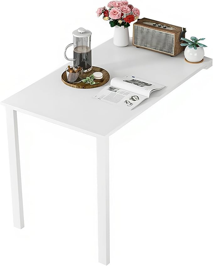 Wall Mounted Folding Table, Flip-up Dining Table Wood Drop-Leaf Desk by HZLCMPY