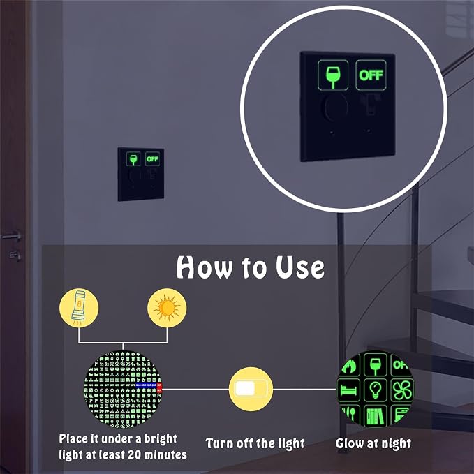 578PCS Light Switch Labels Decals Glow in the Dark Stickers - Image 5