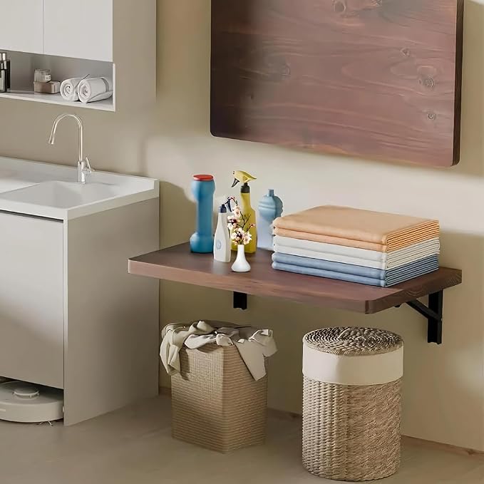 Wall Mounted Folding Table, Fold Down Wall Mounted Workbench Laundry Folding - Image 6