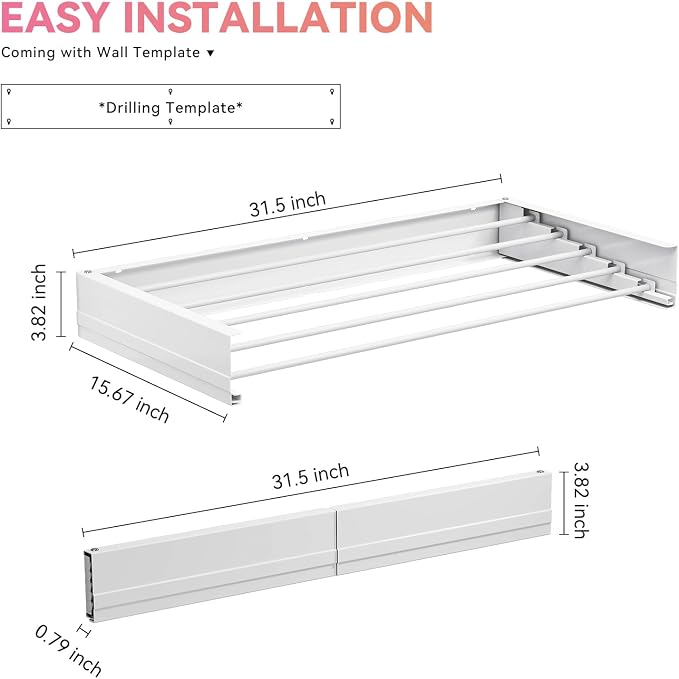 APEXCHASER Wall Mounted Clothes Drying Rack, Towel Racks - Image 3