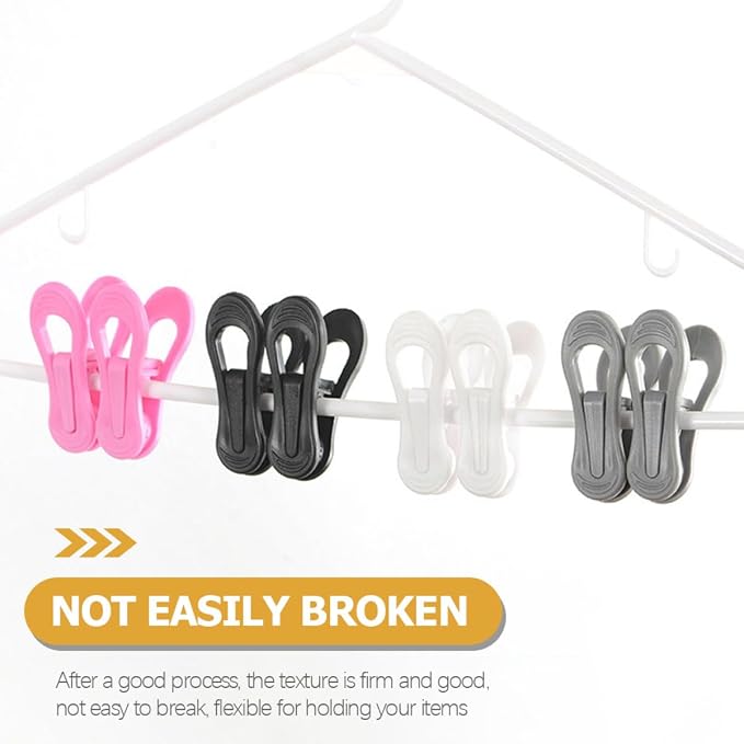 Toyvian 10pcs Black Plastic Hanger Clips Non-Slip Clothes Pegs Multi-Functional - Image 8