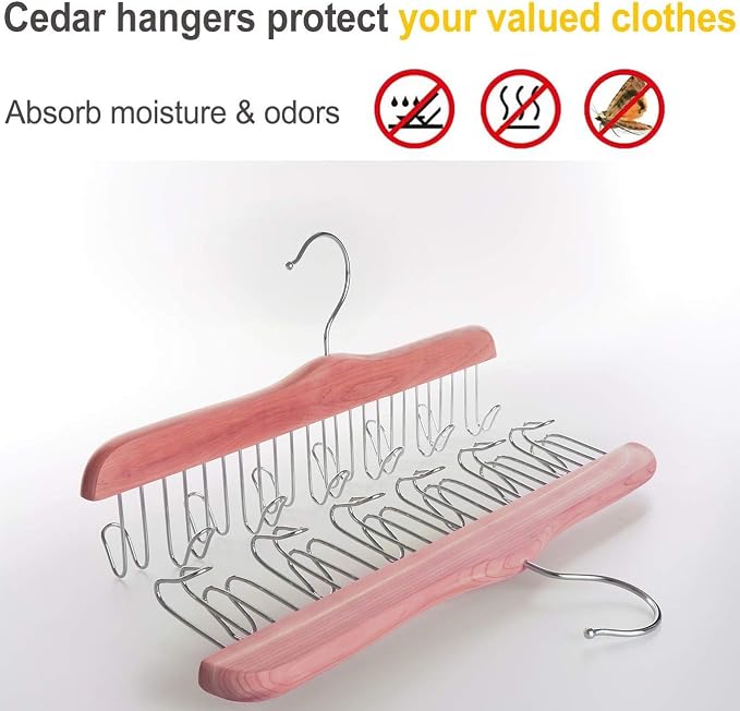 TOPIA HANGER American Red Cedar Wood Belt Hanger, Belt Organizer Rack - Image 4
