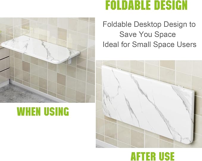 Laundry Folding Table Wall Mounted Marble Pattern Wall Table - Image 6