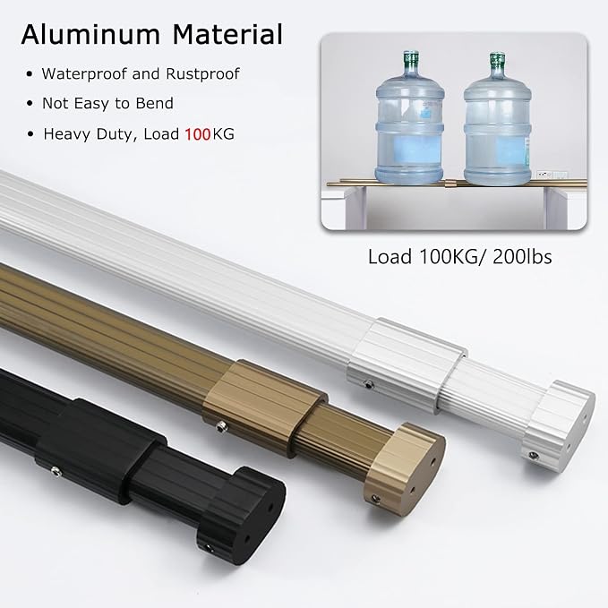 Silver Adjustable Closet Rod Extender, Laundry Pole - Image 4