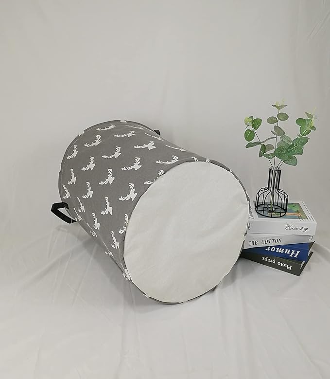 KUNRO Round Laundry Gift Basket Storage Hamper, Clothes Storage Organizer Bins - Image 5