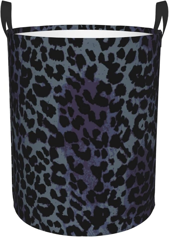 Grey And Black Leopard Print Laundry Hamper Bag - Image 9