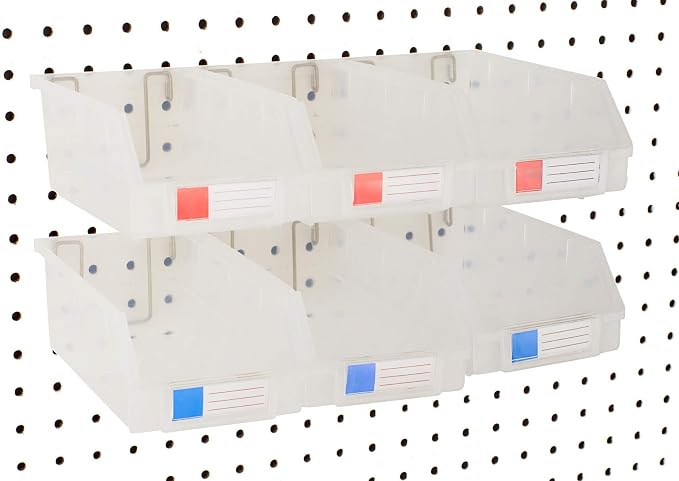 Pegboard Bins – 6 Pack Clear Extra Large by RightArrange