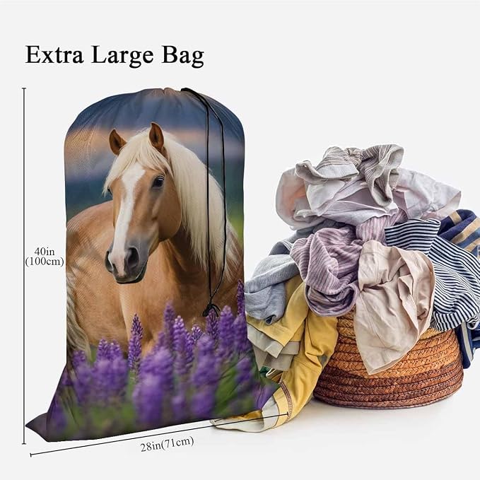 Swono Large Dirty Clothes Laundry Bag Palomino Horse - Image 3