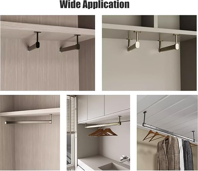 Closet Hanging Rod Top Mounted Metal Wardrobe Pole - Image 6