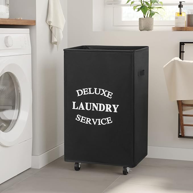 WOWLIVE Large Rolling Laundry Basket Wheels 90L Collapsible Tall Laundry Hamper - Image 3