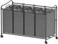 Simple Houseware 4-Bag Heavy Duty Laundry Sorter Rolling Cart, Dark Grey by SimpleHouseware