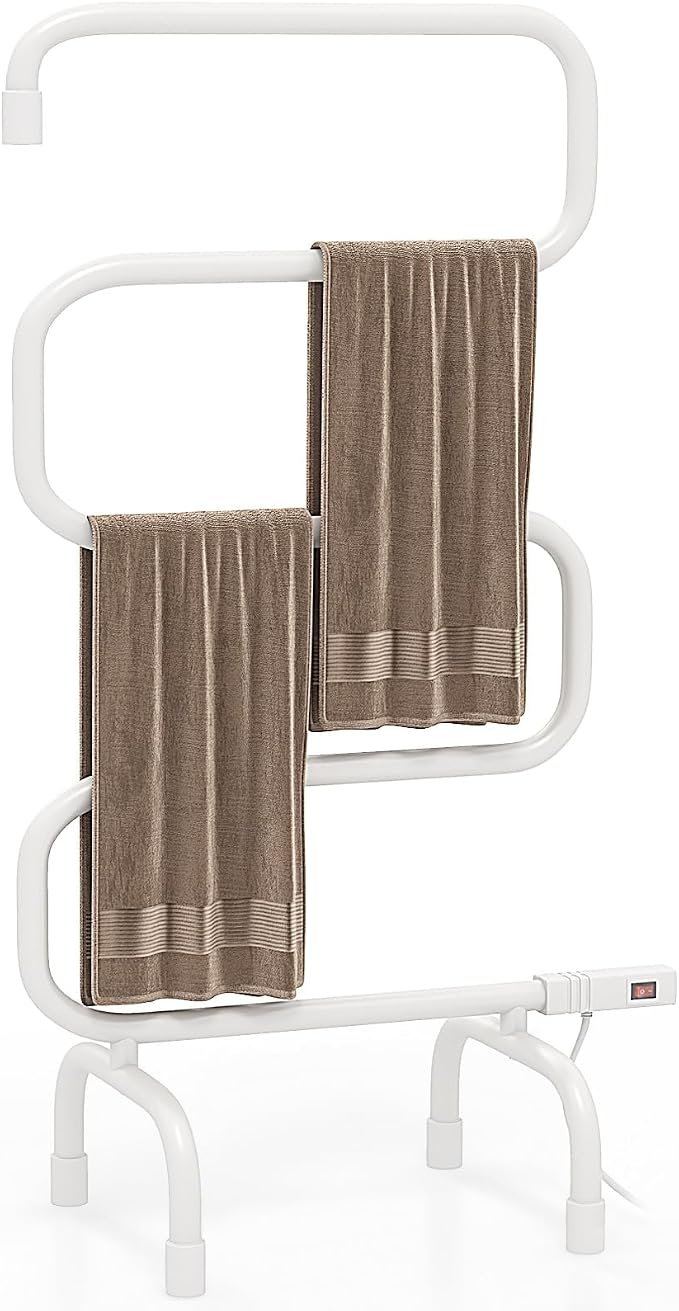 COSTWAY Heated Towel Warmer, Freestanding & Wall-Mounted 5-Bar Drying Rack by COSTWAY