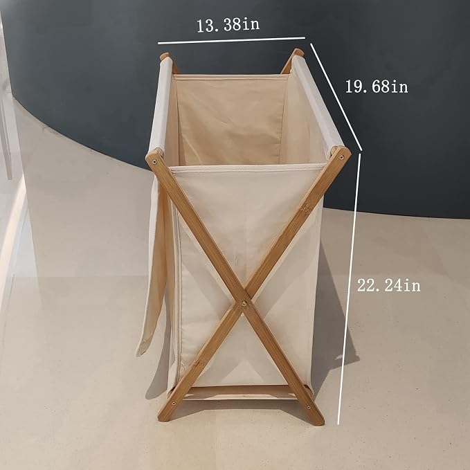 Bamboo Wood X-frame Laundry Hamper - Image 3