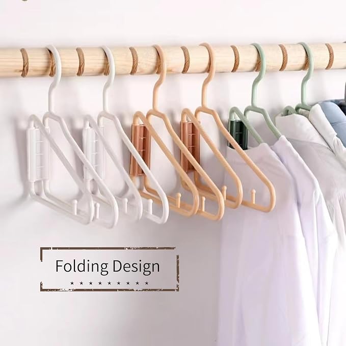 8 Pcs Foldable Hangers, Plastic Collapsible Hangers, Portable Folding Clothes - Image 2